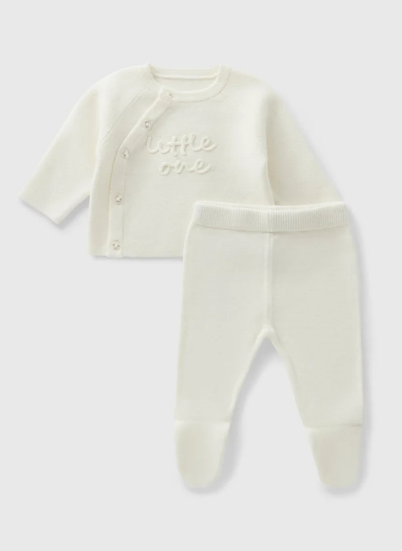 ماتلان Baby Cream Little One Knit Cardigan & Legging Set